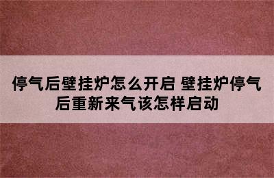 停气后壁挂炉怎么开启 壁挂炉停气后重新来气该怎样启动